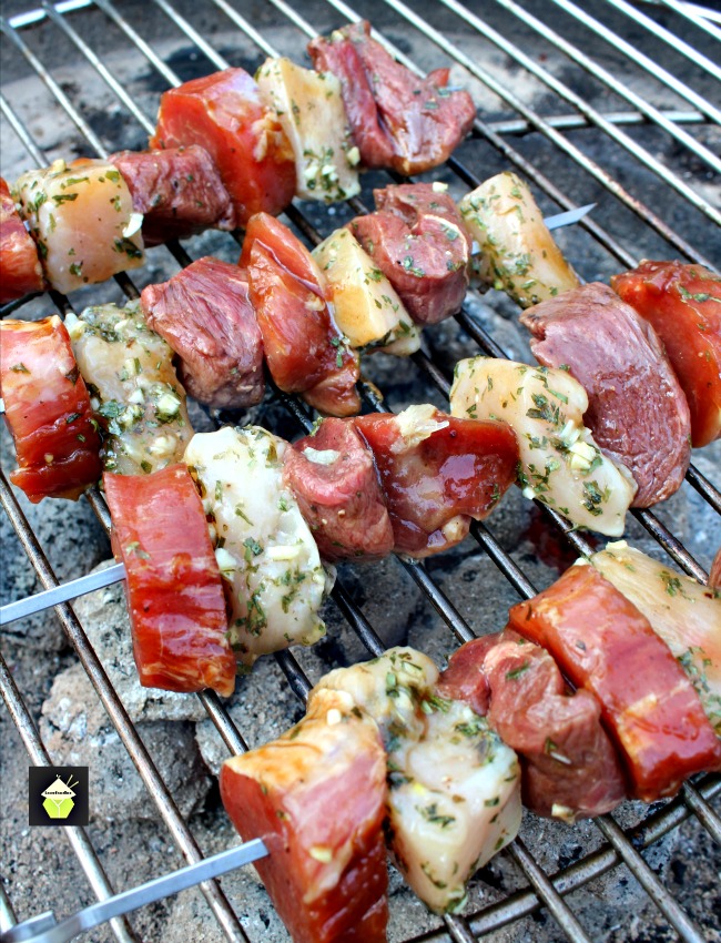 Click here to see Lovefoodies' recipe for Meat Lovers Kebabs</a 
