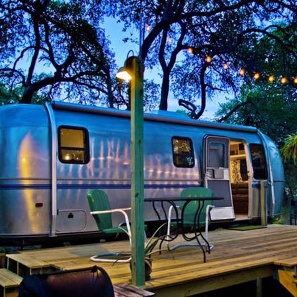 airbnb outdoor accommodations include a retro airstream in Texas not far from Austin